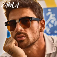 2025 nouvelle tendance classique carré demi épais cadre Steampunk lunettes de soleil pour hommes UV400 lentilles optiques haute qualité Vintage nuances