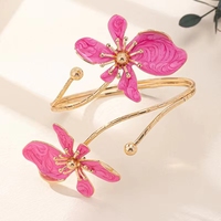 Brazalete Abierto de Flor Unisex de Moda, Chapado en Oro, de Aleación de Cobre con Certificación CE - Regalo