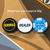 Bouton de croupier en acrylique premium 3 pouces (70mm*20mm) double jeu Pique Rouge Cœur Étoile Blanche en acrylique transparent pour le jeu de Texas Hold'em