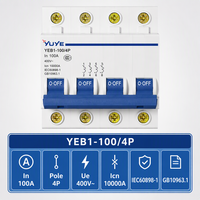 YUYE YEB1-100A Miniature Circuit Breaker (MCB) 6KA 4P 6A 400V/230V 50/60Hz Perlindungan LSI Kurva BCD C OEM