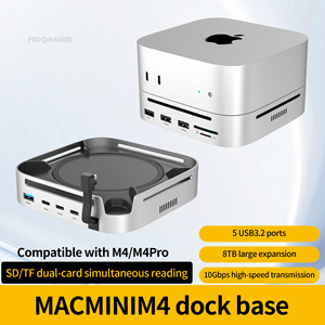 Support en alliage d'aluminium M4 Computer Interface Expansion M.2 Hard Drive Enclosure with Docking Station for <span class=keywords><strong>Mac</strong></span> Mini M4 - Product Image 2
