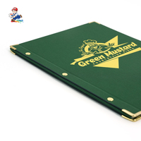 Couverture de menu de restaurant imperméable avec logo personnalisé, en cuir, avec pages intérieures en PVC