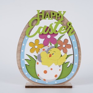 Adornos de Madera con Forma de Huevo de Pascua, Grabados con Láser 'FELIZ PASCUA', Decoración para el Día del Niño, Regalo Infantil Rústico y Pastoral - Product Image 3