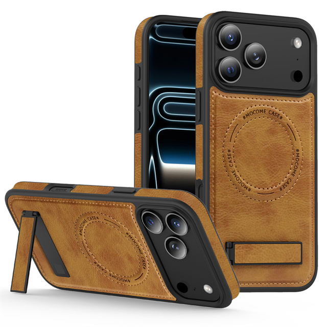 New Design Magnetic PU Leather Full Protection With Stander Drop Proof Protective Cover Phone Case for IP17 16 15 14 13 12 11