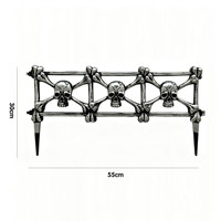 Piquets de sol vintage en argent en forme de crâne et d'os, pour bordure de pelouse, décoration extérieure de jardin d'Halloween et de maison hantée