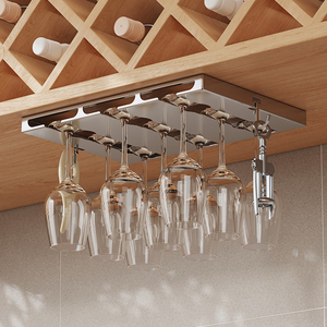 Portavasos de vidrio de metal debajo del gabinete y estante colgante para copas de vino en el gabinete de almacenamiento - Product Image 2