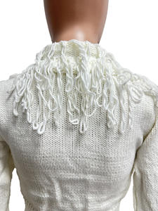 Casual Otoño Invierno manga larga dos 2 piezas conjunto mujer señora Bodycon borla tejido suéter Top dos piezas Sexy minifalda conjunto - Product Image 4