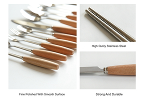 Bạc đặt nĩa muỗng dao đũa thép không gỉ Flatware <span class=keywords><strong>Set</strong></span> với gỗ xử lý - Product Image 6