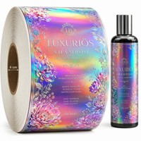 Étiquettes autocollantes personnalisées en vinyle, impression holographique dorée, résistantes aux rayures et aux UV, découpées sur mesure, pour promotion de marque