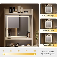 Coiffeuse de style américain transfrontalier avec miroir de maquillage, interface USB et panneau de rangement multifonctionnel, meuble compact pour chambre à coucher