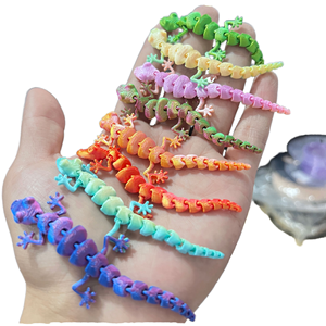 Gecko articulé imprimé en 3D, lézard flexible, jouet anti-stress, arc-en-ciel, animal imprimé en 3D, jouet sensoriel pour soulager le stress, cadeau original pour enfants - Product Image 1