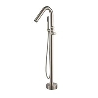 Mitigeur de baignoire et de douche noir moderne sur pied avec bouton de commande pour hôtel et maison