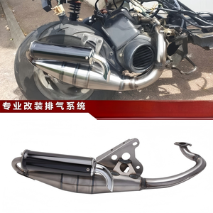Tubo de Escape para Motocicleta/Scooter Yamaha JOG 50, Sección Completa con Contrapresión, Color Plata/Negro - Product Image 6