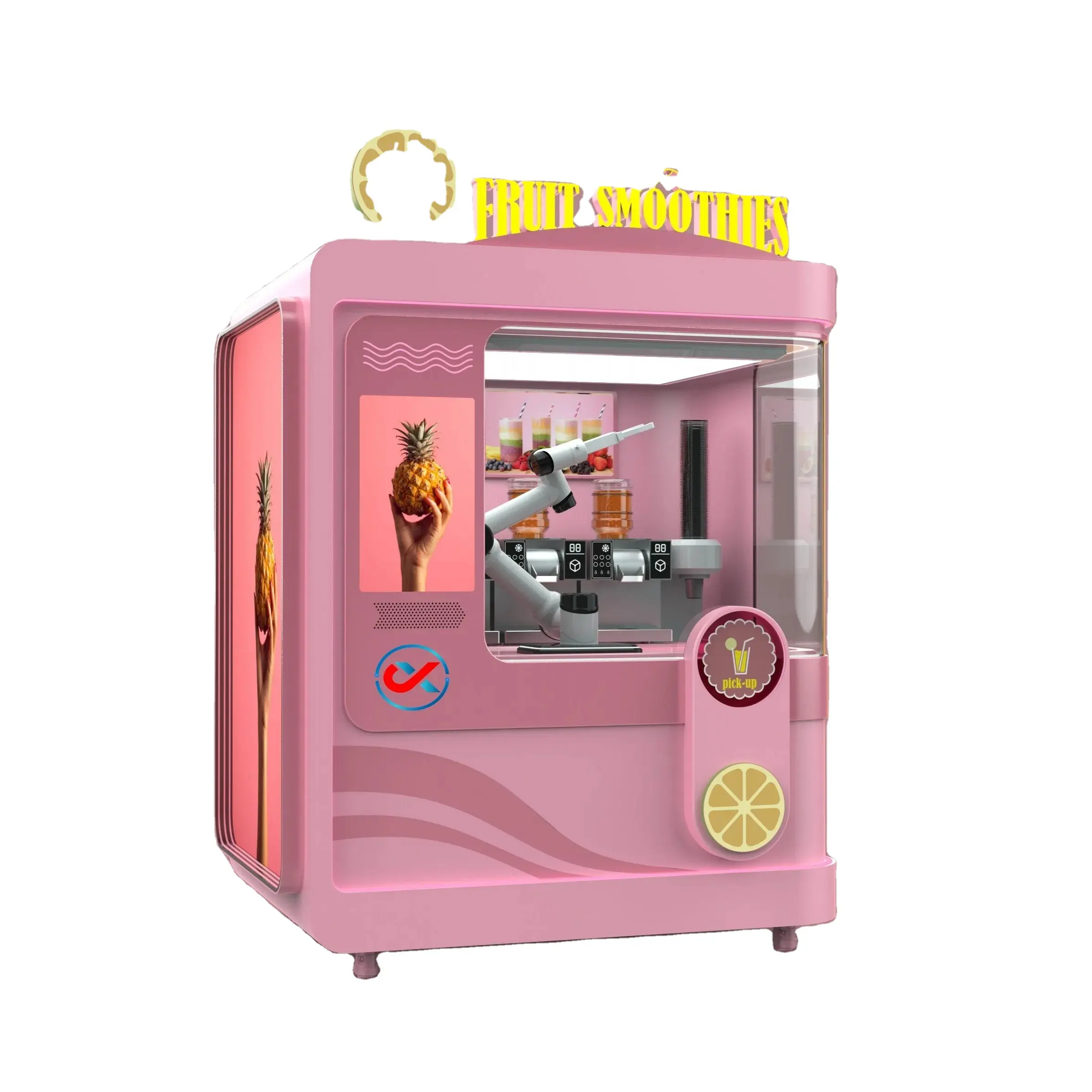 Fully Automatic with LCD Touch Screen fruit slush Kiosk Robotice Arm smoothie Vending Machine