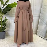 F638 # vestido de cor sólida, maxi vestido de manga longa para mulheres musculares djellaba dubai abaya islâmico