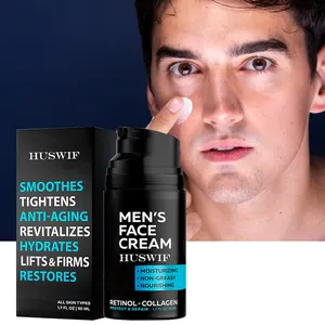 Creme hidratante facial masculino - Anti-idade e rugas para homens com colágeno, retinol, vitaminas E, óleo de jojoba