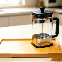 Cafetière à piston 800 ml en verre borosilicate avec filtre en acier inoxydable, poignée à motif par transfert d'eau, facile à nettoyer, style classique