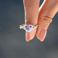 Bague pour femme en pierre naturelle en forme de cœur, style européen-américain, personnalisable, bijoux d'anniversaire sur mesure, directement du fabricant, 12 décembre
