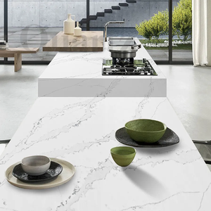 Calacatta Cuarzo Losa grande Encimeras artificiales Vanity Table Tops Interior Ecológico Impermeable Minerales más duros Resinas mixtas - Product Image 4