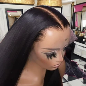 Couleur naturelle courte droite 10 pouces de <span class=keywords><strong>long</strong></span> pour Pixie Cut perruque avec <span class=keywords><strong>frange</strong></span> perruque noire pour femmes pas cher fait à la machine perruque à franges - Product Image 3