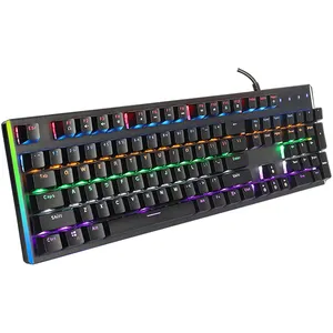 SAMA – claviers mécaniques de Gamer Teclado, 104 touches, rétro-éclairage Led, métal, ordinateur de bureau