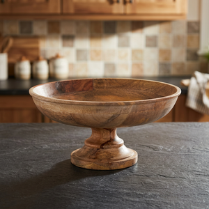 Cuenco de madera en Pedestal, 14x14x7 - Product Image 3