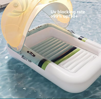 Ming Chan Lit flottant gonflable avec pare-soleil, chaise longue de plage pour adulte, matelas flottant d'extérieur pliable en PVC, bateau de pêche relaxant