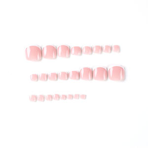 <span class=keywords><strong>Faux</strong></span> ongles d'orteil artificiels pour la conception de la manucure, 24 pièces, <span class=keywords><strong>rose</strong></span>, blanc, français, bonbons - Product Image 2