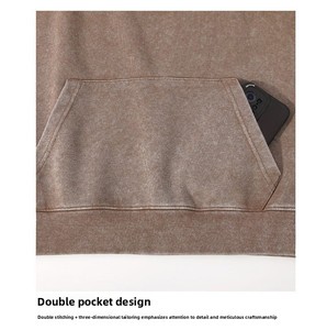 Hoodie unisexe sur mesure 360g, coupe ample, col rond, manches longues, effet délavé et vieilli, idéal pour l'automne - Product Image 4