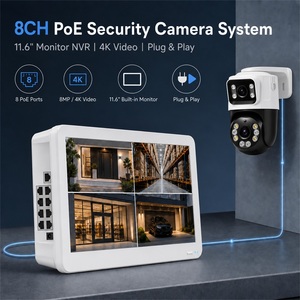 <span class=keywords><strong>KERUI</strong></span> 6MP PoE-Kamera 8-Kanal NVR-System 11,6-Zoll Bildschirmmonitor 4K 18,3 m Netzwerkkabel Lager Büro Heim Sicherheit KI-Überwachung - Product Image 2