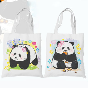 Tote <strong>Bag</strong> Custom Logo Hot Sale <strong>Panda</strong> Design Canvas <strong>Bags</strong> Wholesale Large Capacity Storage Shoulder Handbag Woman Gifts Decoration - Product Image 1