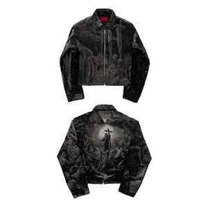 เสื้อแจ็คเก็ตแขนยาวผ้าแจ็คการ์ดเนื้อหนาแบบ OEM & ODM ปกคอพับได้ เสื้อถักลำลองแบบมีซิป ตกแต่งลวดลายสำหรับฤดูหนาว ผ้าเมอร์เซอไรซ์ - Product Image 4