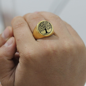 Bague en acier inoxydable Tree Of Life, bijoux unisexes ronds de 22Mm, cadeau - Product Image 4