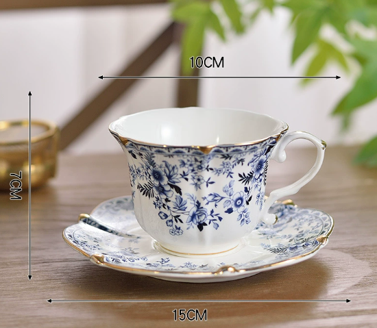 Blue and white cup and saucer - 200ml