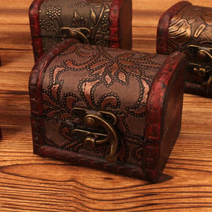 Caja de Almacenamiento de Joyas Estilo Cuero Vintage, Cofre Pequeño de Madera Rústica para Guardar Objetos Personales <span class=keywords><strong>y</strong></span> Recuerdos, Caja de Madera de Oud - Product Image 2