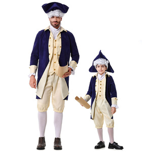 Disfraz de Cosplay de Caballero Europeo Americano, Traje de Actuación Escénica para Adultos y Niños con Sombrero, Pantalones y Cuello Desmontable - Product Image 1