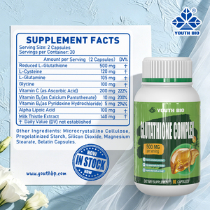 Glutathion Réduit de Qualité Supérieure 500mg – Formule Naturelle pour l'Entretien et le Bien-être Corporel des Adultes – Prêt pour la Vente en Gros OEM – 60 Comprimés - Product Image 5