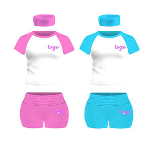 For Conyson Women's Fitness Solid 2-Piece Shorts Set New Arrival Summer Fashionable <strong>Clothing</strong> with Top Headband <strong>China</strong> <strong>Wholesale</strong> - Product Image 2