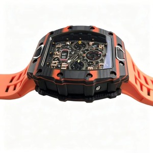 Montre mécanique de sport de luxe avec réserve de marche, boîtier en acier inoxydable et fibre de carbone, bracelet en caoutchouc - Vente en gros usine - Product Image 3