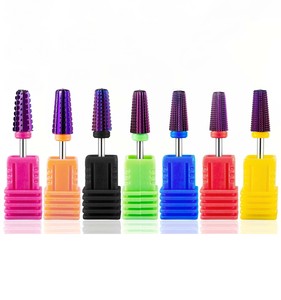 Fraise à ongles 5-en-1 en carbure de tungstène colorée pour nettoyage des cuticules, retrait du vernis gel et pédicure - Product Image 1