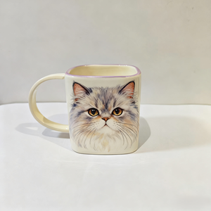 Taza de Cerámica Hecha a Mano Personalizada - Diseño de <span class=keywords><strong>Gato</strong></span> <span class=keywords><strong>Persa</strong></span> Pintado a Mano, Regalo Perfecto para las Fiestas - Product Image 1
