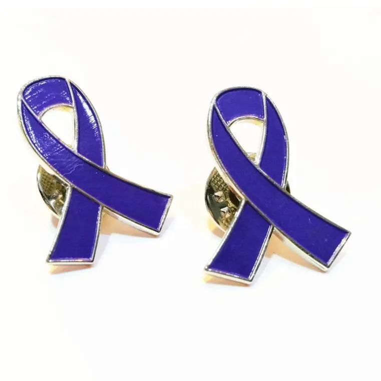 custom stamped soft enamel emblem badge promotion, Pink purple red Breast Cancer awareness Ribbon Brooch Pin HIV Aids