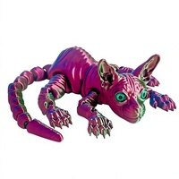 Figurine de chat sans poils imprimée en 3D de 19,6 cm, statue de chat réaliste sans fourrure, queue flexible, décoration de bureau