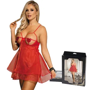 Open Bust Cheap Nightwear Hot Transparent Erotic Babydolls Women's Sleepwear Pajama Set