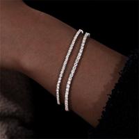 Pulsera de Joyería Fina de Plata de Ley 925 con Moissanita VVS que Pasa la Prueba del Diamante, Cadena de 2mm 2.5mm, Pulsera Tenis para Mujeres, Niñas y Amigas