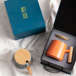 Wholesale Promotional 12Oz 450ml <b>Ceramic</b> <b>Mug</b> <b>Lid</b> Personalized Custom Coffee Cup Giveaway Gift Box Set Office Graduation Design - Product Image 2