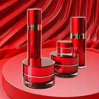 Flacon cosmétique en plastique vide rechargeable pour lotion corporelle, crème pour le visage, rouge à lèvres, contenants avec bouchon à clapet, flacons rouges 30g, emballage