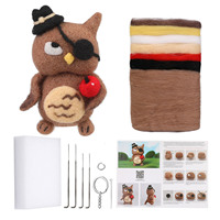 Kit de feutrage à l'aiguille DIY sur le thème des animaux mignons : renard, hérisson, motifs de dessins animés, ensemble de démarrage en laine pour débutants et adultes