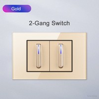 Interrupteur mural LED 1Gang2Way 110-250V IP20 16A contemporain avec panneau tactile en verre, durable, 118 touches de piano