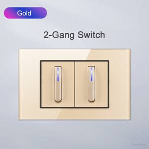 Interrupteur mural à touches de piano en verre, type 118, prise LED EU, 1Gang2Way, bidirectionnel, 110-250V - Product Image 4